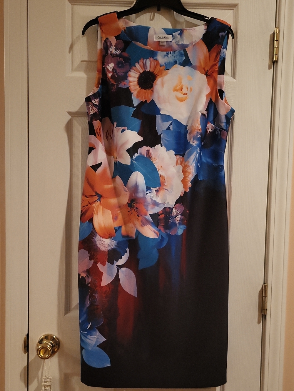 Calvin Klein Floral Sheath Dress Size 14 Multicolor Sleeveless
